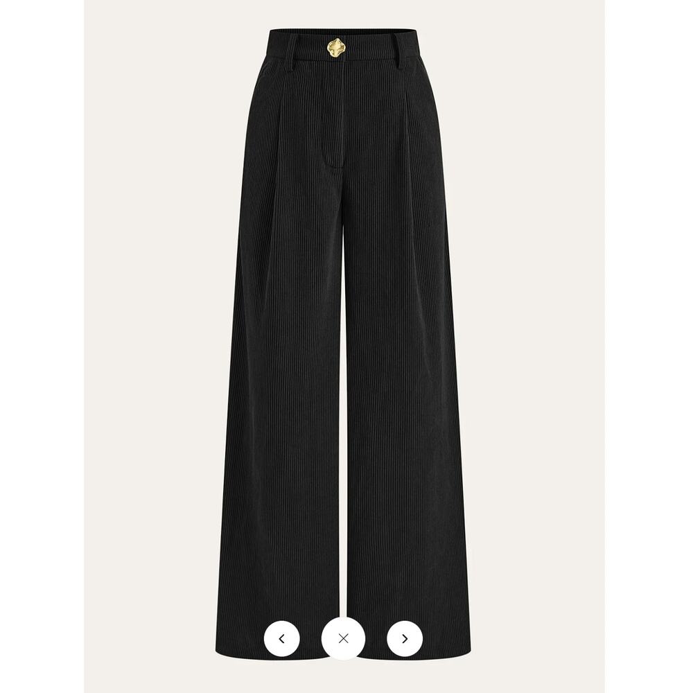 Commense Corduroy Wide-Leg Pleated Pants Sz S